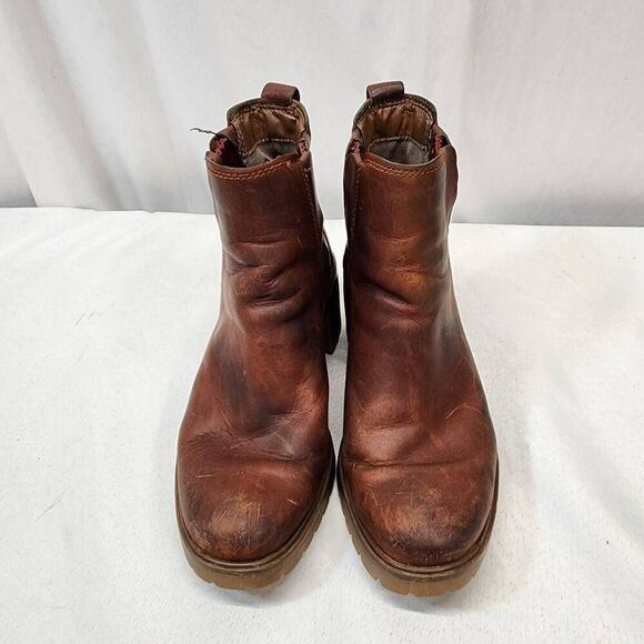 Timberland Women's 6 Averly Brown Leather Chelsea Boots Heeled - Picture 6 of 8